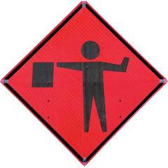 VizCon - "Men Working," 36" Wide x 36" High Vinyl Construction Roadway Sign - Exact Industrial Supply