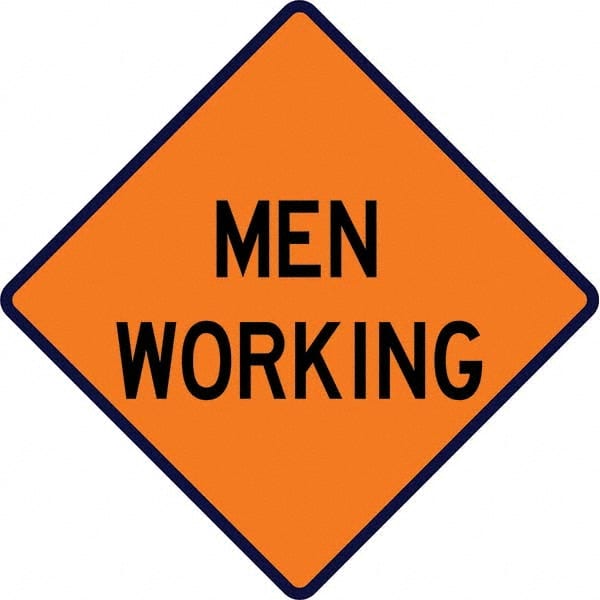 VizCon - "Men Working," 36" Wide x 36" High Vinyl Construction Roadway Sign - Exact Industrial Supply