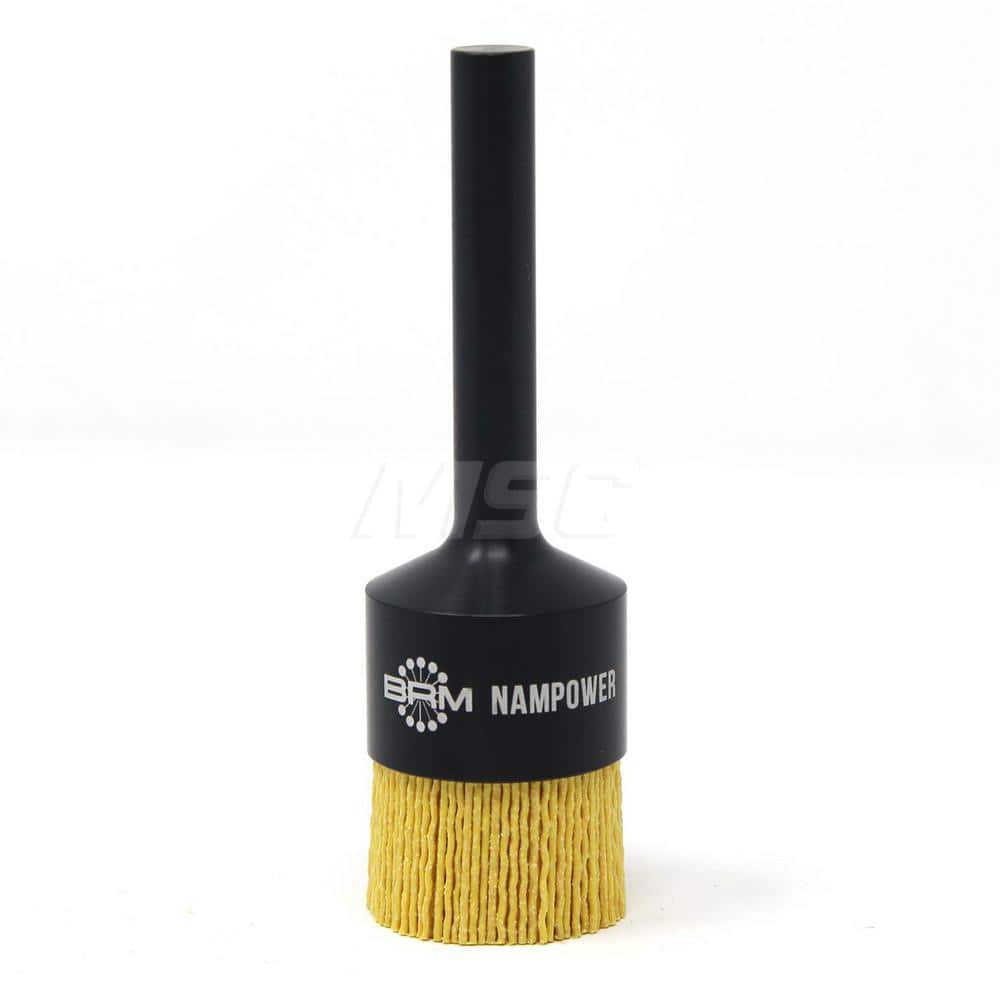 End Brushes: 1-1/2″ Dia, 0.04″ Wire Dia, Ceramic & Nylon, Crimped Wire 1″ Trim Length, 1/2″ Shank Dia, 7,000 Max RPM