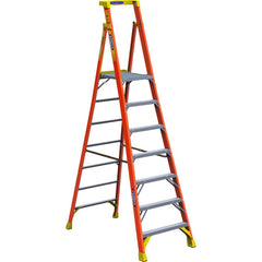 Werner - Step Ladders; Type: Podium Ladder ; Height (Feet): 9 ; Industry Rating: Type IA ; Load Capacity (Lb.): 300.000 ; Material: Fiberglass ; Number of Steps / Rungs: 7 - Exact Industrial Supply