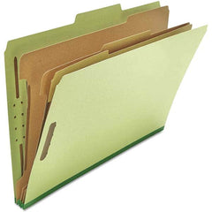 UNIVERSAL - File Folders, Expansion Folders & Hanging Files Folder/File Type: Classification Folders with Tob Tab Fastener Color: Green - Exact Industrial Supply