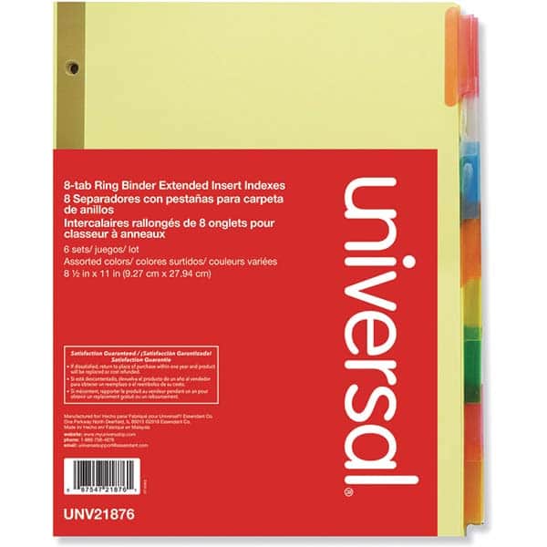 UNIVERSAL - Tabs, Indexes & Dividers Indexes & Divider Type: Customizable Size: 8-1/2 x 11 - Exact Industrial Supply