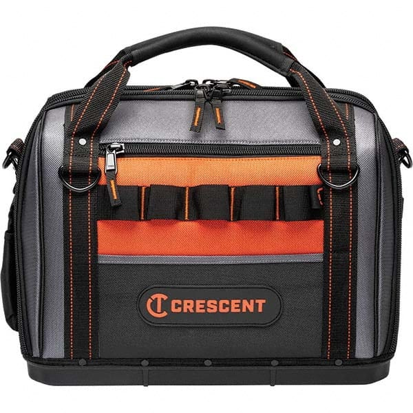 Crescent - 32 Pocket, Polyester, Black/Orange Closed Top Tool Bag - Exact Industrial Supply