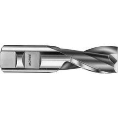1-1/2 Dia. x 4-1/2 Overall Length 2-Flute Square End High Speed Steel SE End Mill-Round Shank-Center Cutting -TiN - Exact Industrial Supply