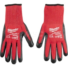 Cut, Puncture & Abrasive-Resistant Gloves: Size S, ANSI Cut A3, ANSI Puncture 0, Nitrile, Nylon Red, Palm & Fingers Coated, Nitrile Lined, Nylon Back, Smooth Grip, ANSI Abrasion 0