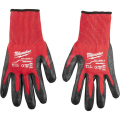 Cut, Puncture & Abrasive-Resistant Gloves: Size L, ANSI Cut A3, ANSI Puncture 0, Nitrile, Nylon Red, Palm & Fingers Coated, Nitrile Lined, Nylon Back, Smooth Grip, ANSI Abrasion 0