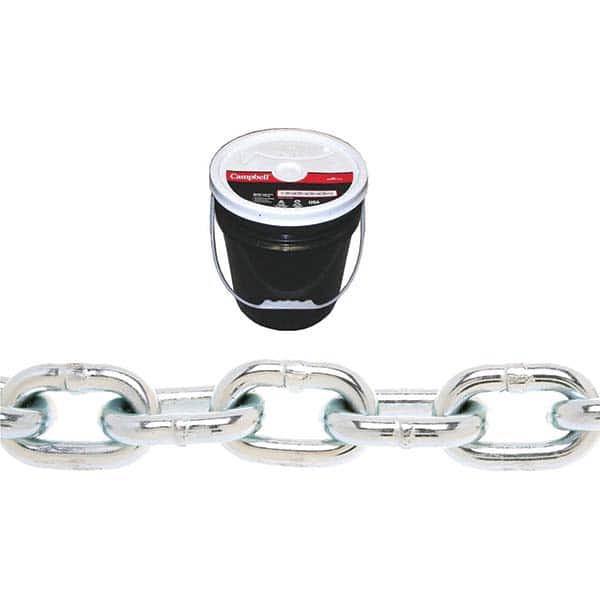 Campbell - Welded Chain; Chain Grade: 30 ; Trade Size: 3/16 ; Load Capacity (Lb.): 800.000 ; Finish/Coating: Galvanized ; Type: Welded ; Length (Feet): 250 - Exact Industrial Supply