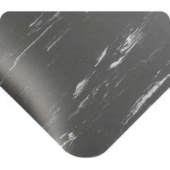 Anti-Fatigue Mat: 53' Length, 4' Wide, 1/2″ Thick, Vinyl, Beveled Edge, Medium-Duty Marbled, Charcoal, Dry