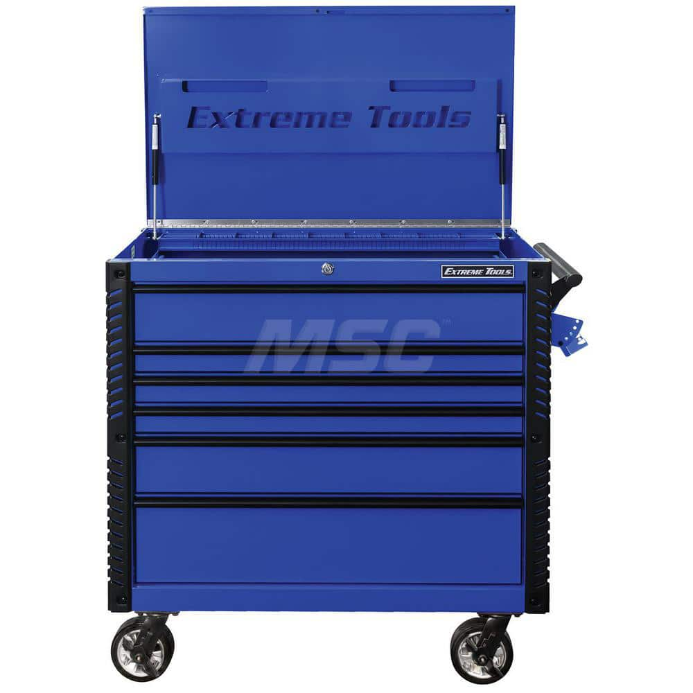 Tool Storage Carts; Type: Tool Cart; Number of Drawers: 6.000; Width Range: 36″ - 47.9″; Depth Range: 24″ - 29.9″; Height Range: 36″ - 47.9″; Load Capacity (Lb.): 1600.000; Color: Cart Blue with Black Trim; Type: Tool Cart