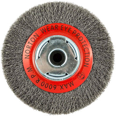 Norton - 6" OD, 5/8" Arbor Hole, Crimped Carbon Wheel Brush - Exact Industrial Supply
