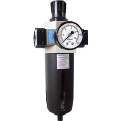 FRL Combination Unit: 1 NPT, Heavy-Duty with Pressure Gauge 289.55 SCFM, 145 Max psi, Aluminum Bowl, Semi-Automatic Drain