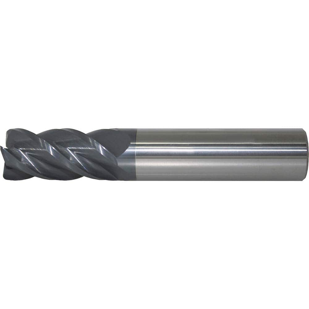 Corner Radius End Mill: 1/16″ Dia, 3/16″ LOC, 0.01″ Radius, 4 Flutes, Solid Carbide 1-1/2″ OAL, 1/8″ Shank Dia, 40 ° Helix, AlTiN+ Coated, Corner Radius End, Centercutting, Series 6/44