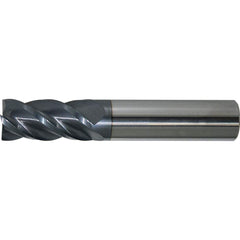 Square End Mill: 1/8'' Dia, 1/2'' LOC, 1/8'' Shank Dia, 1-1/2'' OAL, 4 Flutes, Solid Carbide Single End, AlTiN+ Finish, Spiral Flute, 40 ° Helix, Centercutting, RH Cut, RH Flute, Series 6/44