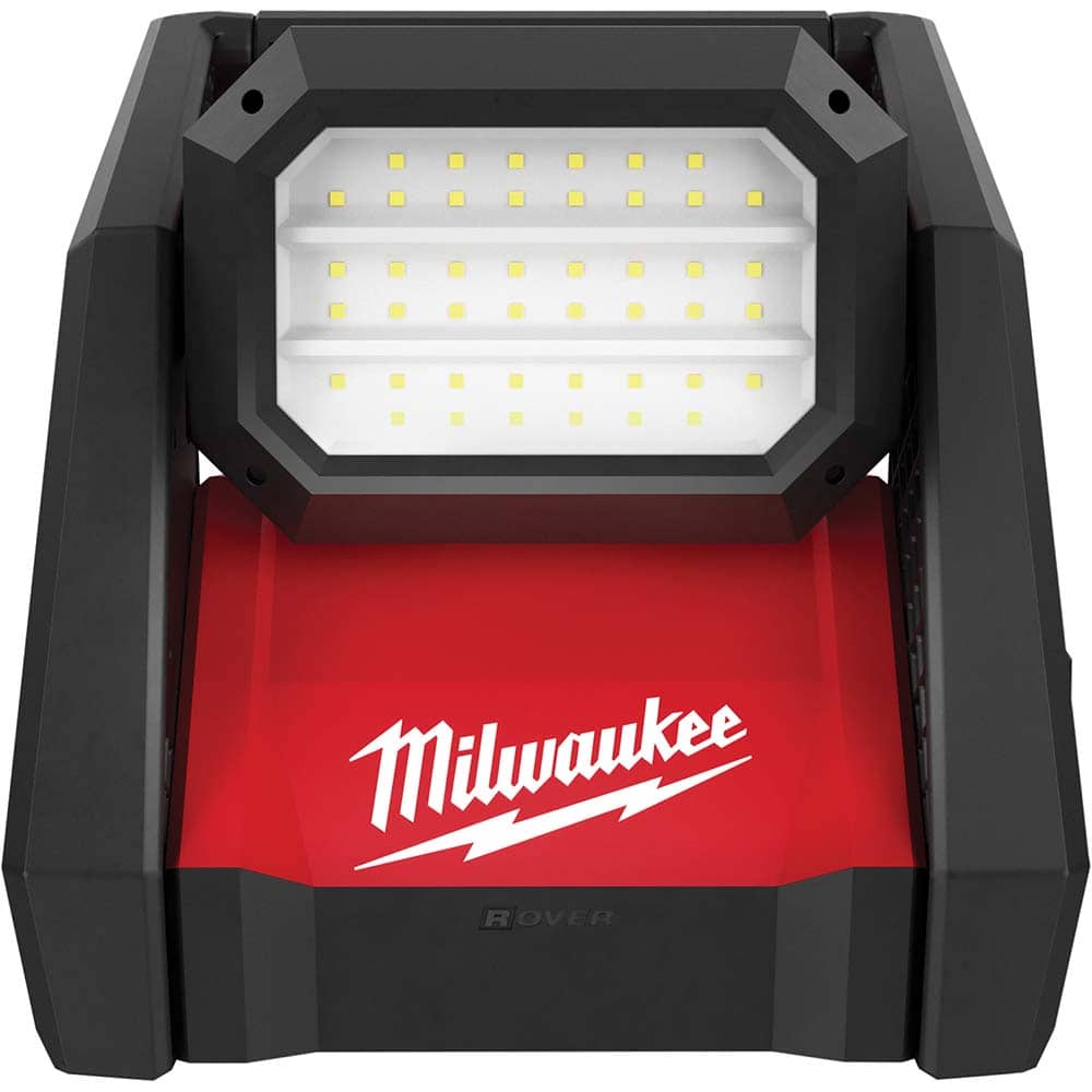 Milwaukee Tool - Cordless Work Lights; Voltage: 18 ; Run Time: 9 Hrs. ; Lumens: 3000 ; Color: Red/ Black ; Includes: (1)?M18? ROVER? Dual Power Flood Light?(2366-20) ; PSC Code: 6210 - Exact Industrial Supply