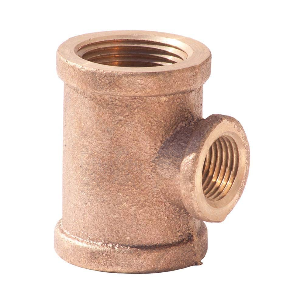 Merit Brass - Brass & Chrome Pipe Fittings Type: Reducing Tee Fitting Size: 1-1/2 x 1-1/2 x 3/4 - Exact Industrial Supply