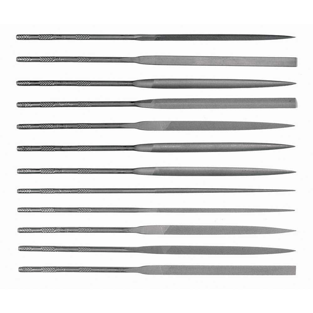 File Set: 12 Pc, Needle Includes Square, Round, Half Round, Slitting, Flat, Marking, Knife, Crossing, Three Square, Barrette, Equalling Files