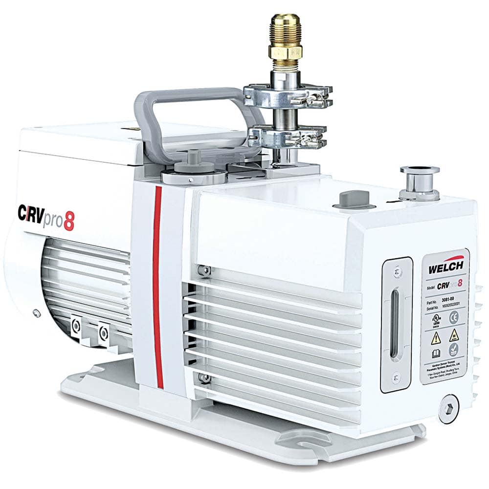 Welch - Rotary Vane-Type Vacuum Pumps; Horsepower: 0.5 ; Voltage: 115V ; Cubic Feet per Minute: 5.60 ; Length (Decimal Inch): 15.1000 ; Width (Decimal Inch): 6.1000 ; Height (Inch): 9.2 - Exact Industrial Supply