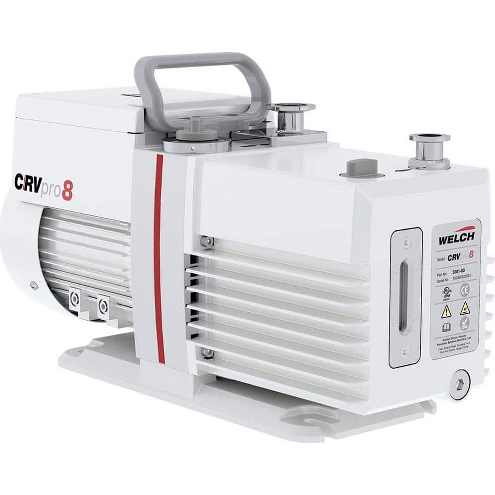 Welch - Rotary Vane-Type Vacuum Pumps; Horsepower: 0.5 ; Voltage: 230V ; Cubic Feet per Minute: 5.60 ; Length (Decimal Inch): 15.1000 ; Width (Decimal Inch): 6.1000 ; Height (Inch): 9.2 - Exact Industrial Supply
