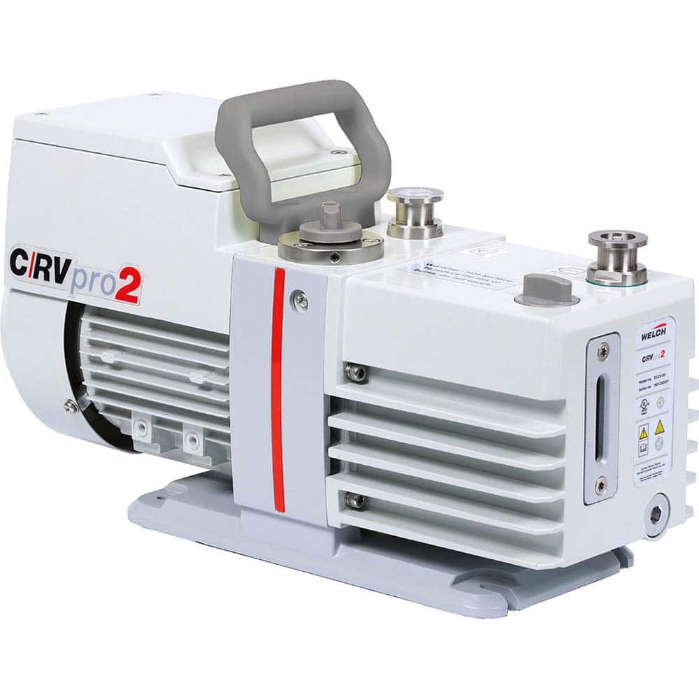 Welch - Rotary Vane-Type Vacuum Pumps; Horsepower: 0.4 ; Voltage: 230V ; Cubic Feet per Minute: 1.80 ; Length (Decimal Inch): 15.1000 ; Width (Decimal Inch): 5.4000 ; Height (Inch): 9.2 - Exact Industrial Supply