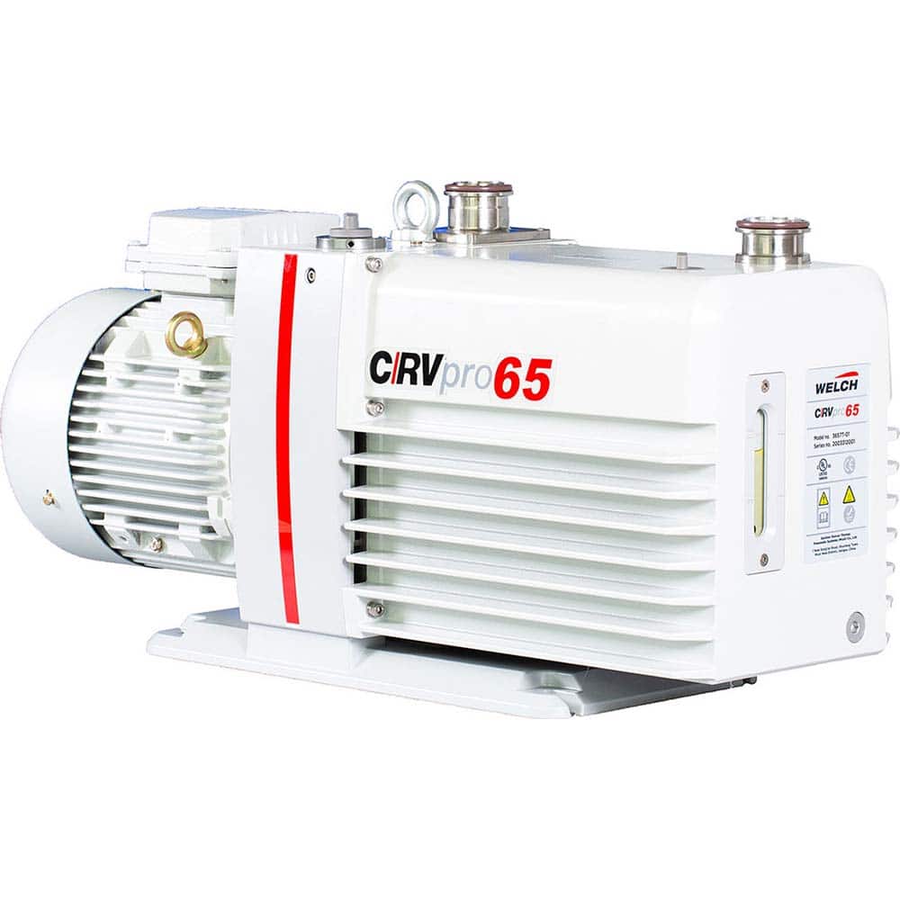 Welch - Rotary Vane-Type Vacuum Pumps; Horsepower: 3 ; Voltage: 240 V ; Cubic Feet per Minute: 52.50 ; Length (Decimal Inch): 31.4000 ; Width (Decimal Inch): 10.3000 ; Height (Inch): 14.5 - Exact Industrial Supply
