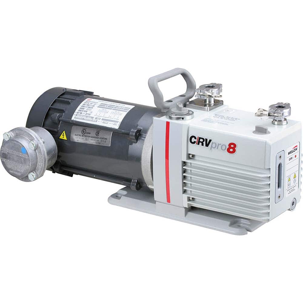 Welch - Rotary Vane-Type Vacuum Pumps; Horsepower: 0.5 ; Voltage: 115/230V ; Cubic Feet per Minute: 5.60 ; Length (Decimal Inch): 22.4000 ; Width (Decimal Inch): 6.1000 ; Height (Inch): 9.2 - Exact Industrial Supply