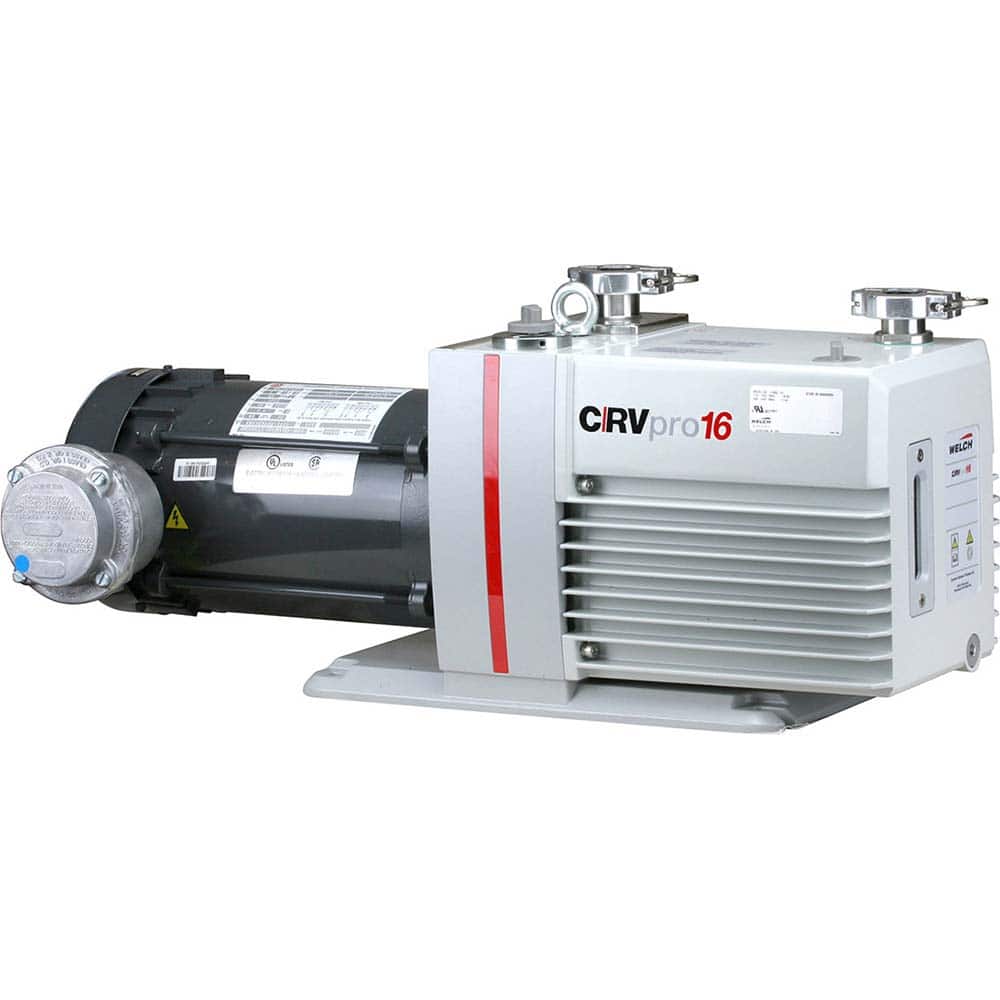 Welch - Rotary Vane-Type Vacuum Pumps; Horsepower: 1 ; Voltage: 115 / 230 ; Cubic Feet per Minute: 12.80 ; Length (Decimal Inch): 24.3000 ; Width (Decimal Inch): 8.1000 ; Height (Inch): 11 - Exact Industrial Supply