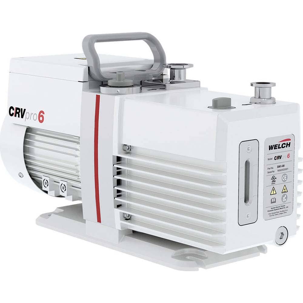 Welch - Rotary Vane-Type Vacuum Pumps; Horsepower: 0.5 ; Voltage: 230V ; Cubic Feet per Minute: 4.20 ; Length (Decimal Inch): 15.1000 ; Width (Decimal Inch): 6.1000 ; Height (Inch): 9.2 - Exact Industrial Supply