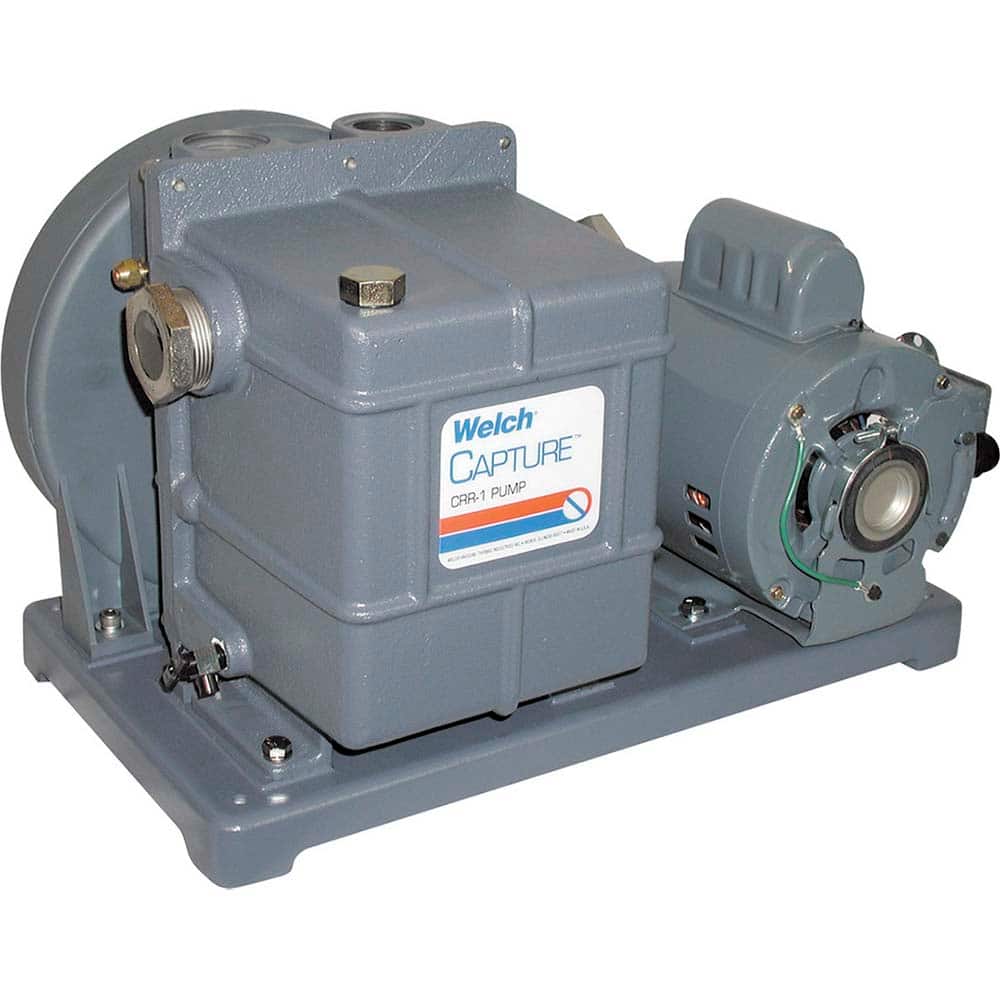 Welch - Rotary Vane-Type Vacuum Pumps; Horsepower: N/A ; Voltage: N/A ; Cubic Feet per Minute: 10.60 ; Length (Decimal Inch): 20.0000 ; Width (Decimal Inch): 15.4000 ; Height (Inch): 15.4 - Exact Industrial Supply