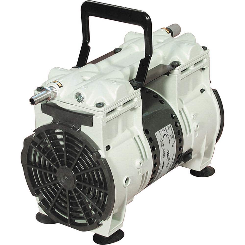 Welch - Piston-Type Vacuum Pumps; Horsepower: .33 ; Cubic Feet per Minute: 7.10 ; Vacuum Pressure (In/Hg): 60.00 ; Voltage: 230V ; Height (Inch): 11.7 ; Length (Inch): 13.3 - Exact Industrial Supply