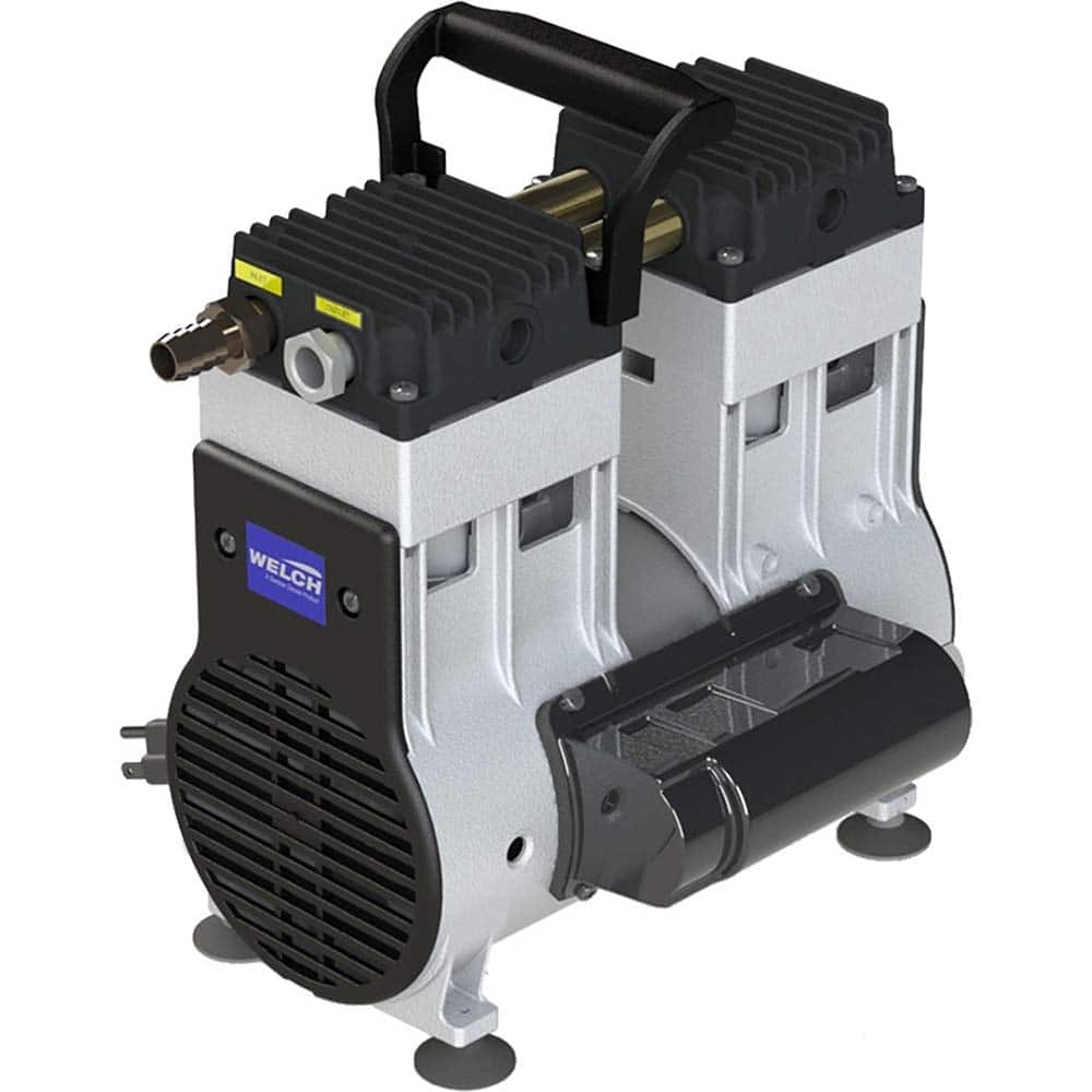 Welch - Piston-Type Vacuum Pumps; Horsepower: .33 ; Cubic Feet per Minute: 2.30 ; Vacuum Pressure (In/Hg): 60.00 ; Voltage: 115V ; Height (Inch): 10 ; Length (Inch): 15 - Exact Industrial Supply