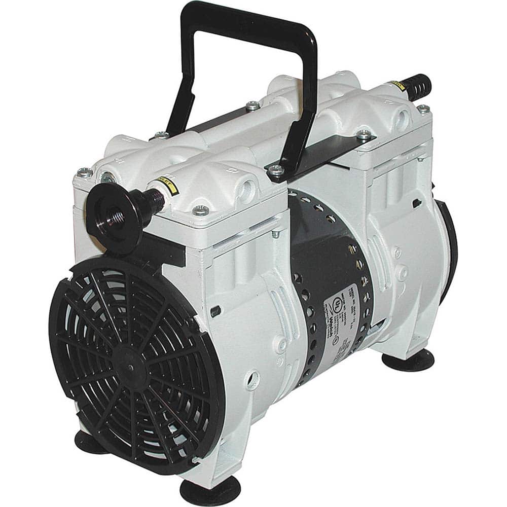 Welch - Piston-Type Vacuum Pumps; Horsepower: .33 ; Cubic Feet per Minute: 0.40 ; Vacuum Pressure (In/Hg): 5.00 ; Voltage: 230V ; Height (Inch): 10 ; Length (Inch): 11 - Exact Industrial Supply