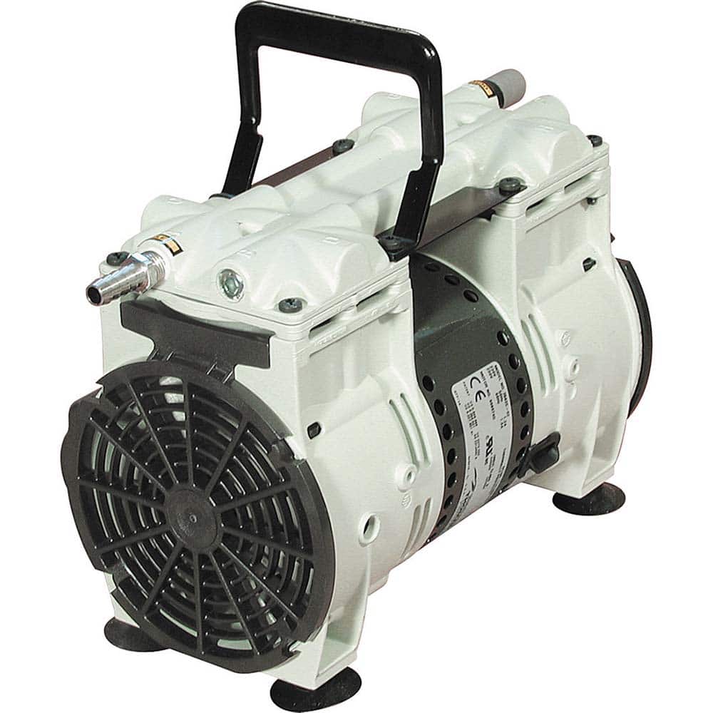 Welch - Piston-Type Vacuum Pumps; Horsepower: 0.33 ; Cubic Feet per Minute: 2.30 ; Vacuum Pressure (In/Hg): 9.00 ; Voltage: 230V ; Height (Inch): 9.5 ; Length (Inch): 11.7 - Exact Industrial Supply
