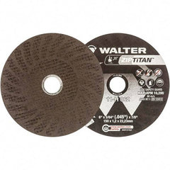 WALTER Surface Technologies - 6" Aluminum Oxide Cutoff Wheel - 3/64" Thick, 7/8" Arbor, 10,200 Max RPM, Use with Die Grinders - Exact Industrial Supply