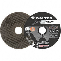 WALTER Surface Technologies - 5" Aluminum Oxide Cutoff Wheel - 3/64" Thick, 7/8" Arbor, 12,200 Max RPM, Use with Die Grinders - Exact Industrial Supply