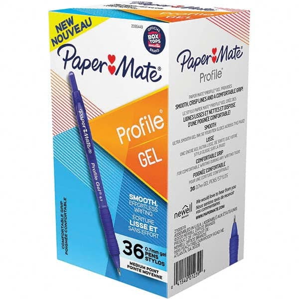 Paper Mate - Pens & Pencils Type: Retractable Gel Color: Blue - Exact Industrial Supply