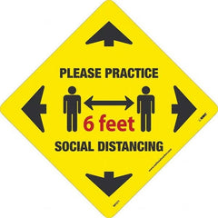 NMC - "Please Practice Social Distancing" Adhesive-Backed Floor Sign - Exact Industrial Supply