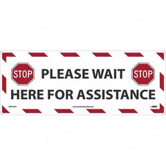 NMC - "STOP! - Please Wait Here for Assistance" Adhesive-Backed Floor Sign - Exact Industrial Supply