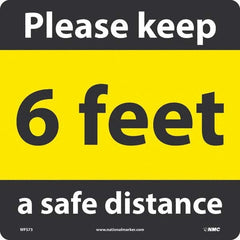 NMC - "Please Keep a Safe Distance - 6 Feet" Adhesive-Backed Floor Sign - Exact Industrial Supply