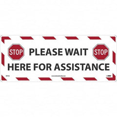 NMC - "STOP! - Please Wait Here for Assistance" Adhesive-Backed Floor Sign - Exact Industrial Supply