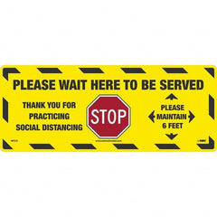 NMC - "STOP! - Please Wait Here to Be Served" Adhesive-Backed Floor Sign - Exact Industrial Supply