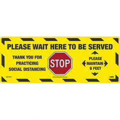 NMC - "STOP! - Please Wait Here to Be Served" Adhesive-Backed Floor Sign - Exact Industrial Supply