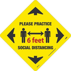 NMC - "Please Practice Social Distancing" Adhesive-Backed Floor Sign - Exact Industrial Supply