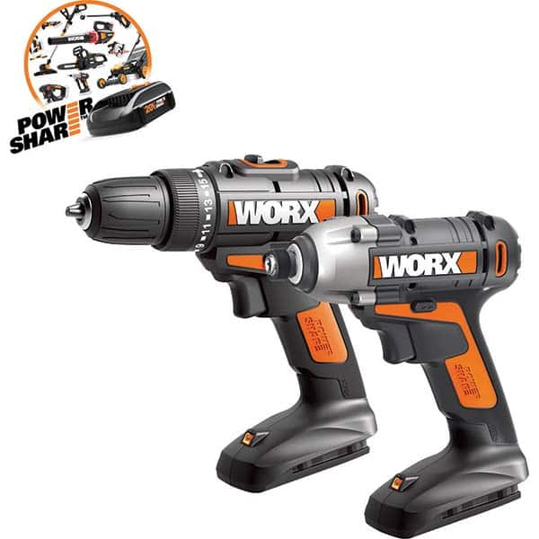 Worx - Cordless Tool Combination Kits Voltage: 20 Tools: Impact Driver; Drill/Driver - Exact Industrial Supply