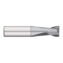 Square End Mill: 0.2188'' Dia, 7/16'' LOC, 1/4'' Shank Dia, 2'' OAL, 2 Flutes, Solid Carbide Single End, TiCN Finish, Upcut Flute, 30 ° Helix, Centercutting, RH Cut, RH Flute