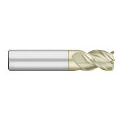 Corner Radius End Mill: 3/16″ Dia, 3/8″ LOC, 0.01″ Radius, 3 Flutes, Solid Carbide 2″ OAL, 3/16″ Shank Dia, 45 ° Helix, ZrN Coated, Corner Radius End, Centercutting