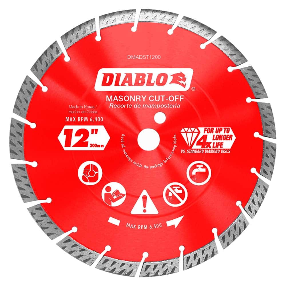 Freud - Wet & Dry-Cut Saw Blades; Blade Diameter (Inch): 12 ; Blade Material: Diamond-Tipped ; Arbor Style: Standard Round ; Arbor Hole Diameter (Inch): 1; 0.7874 ; Arbor Hole Diameter (Decimal Inch): 1; 0.7874 ; Application: Cutting Masonry - Exact Industrial Supply