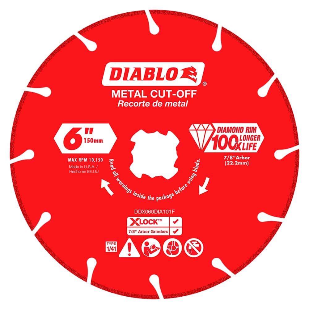Freud - Wet & Dry-Cut Saw Blades; Blade Diameter (Inch): 6 ; Blade Material: Diamond-Tipped ; Arbor Style: X-LOCK ; Arbor Hole Diameter (Inch): 7/8 ; Arbor Hole Diameter (Decimal Inch): 7/8 ; Application: Metal Cutting - Exact Industrial Supply