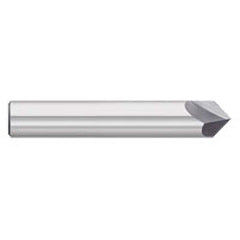 Chamfer Mill: 2 Flutes, Solid Carbide 2-1/2″ OAL, 3/8″ Shank Dia, Bright/Uncoated