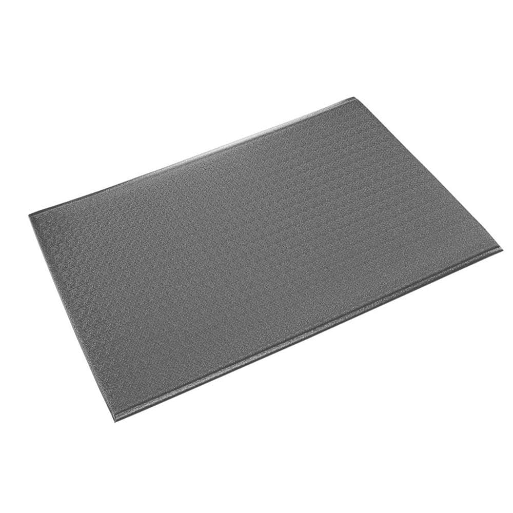 Anti-Fatigue Mat: 3' Length, 2' Wide, 9/16″ Thick, Polyvinylchloride & Vinyl Pebbled, Gray, Dry