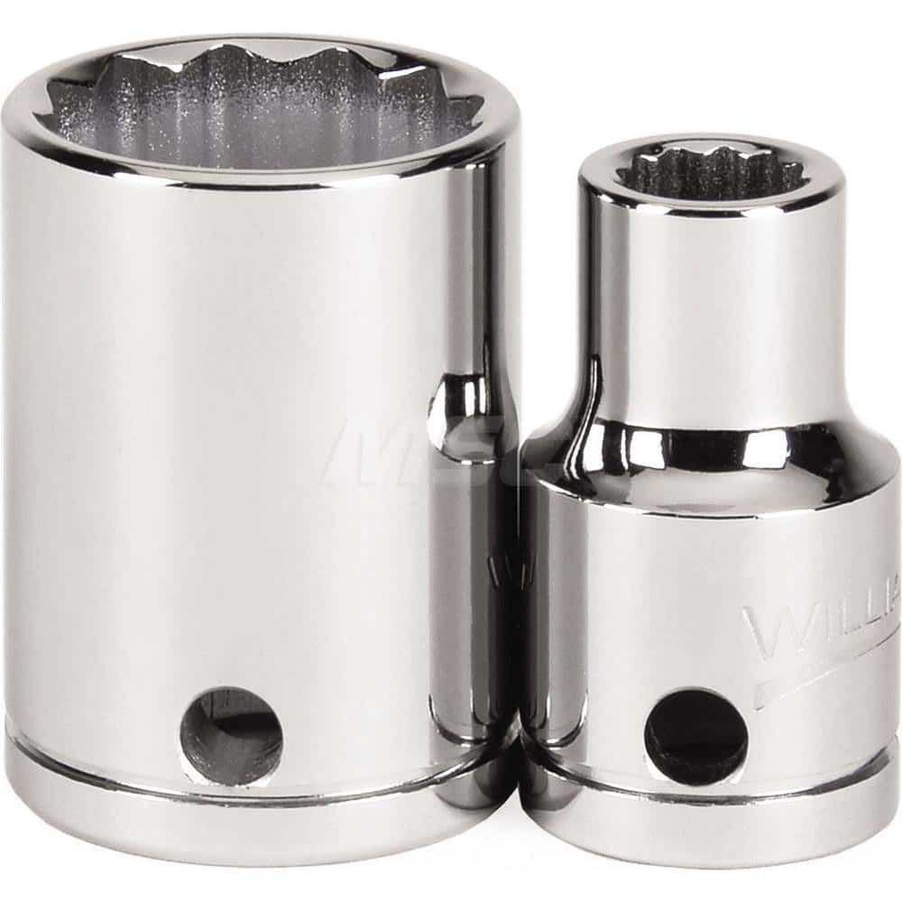 Hand Socket: 1/2″ Drive, 1-3/16″ Socket, 12-Point 1-3/4″ OAL, Polished Chrome